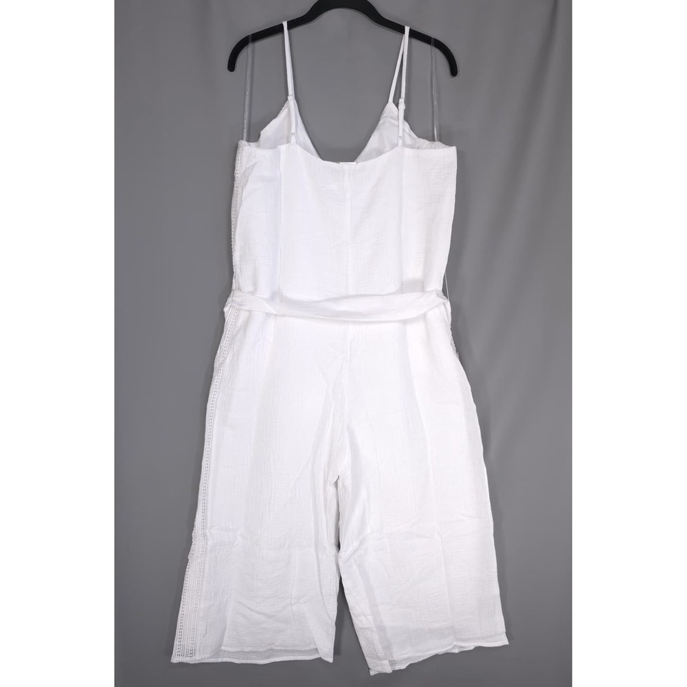 LA BLANCA New Jumpsuit Seaside Women's MEDIUM White Vneck Sleeveless 100% Cotton - Picture 7 of 12